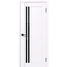 Дверь межкомнатная Дубрава Сибирь Муза КВАРТА белая, стекло черное